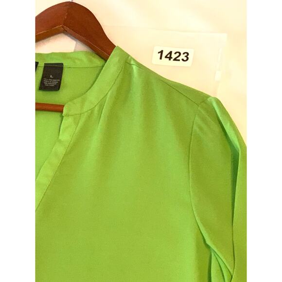 New Directions Womens Top Large Green 3/4 Sleeves V-Neck Asymmetrical Hemline - Picture 11 of 11